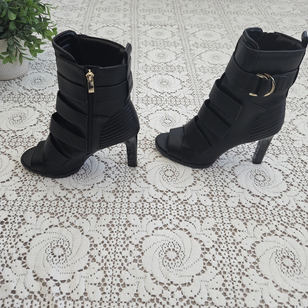 DKNY Blake Peep-Toe Strappy Heeled Booties Size 10 - Picture 3 of 10